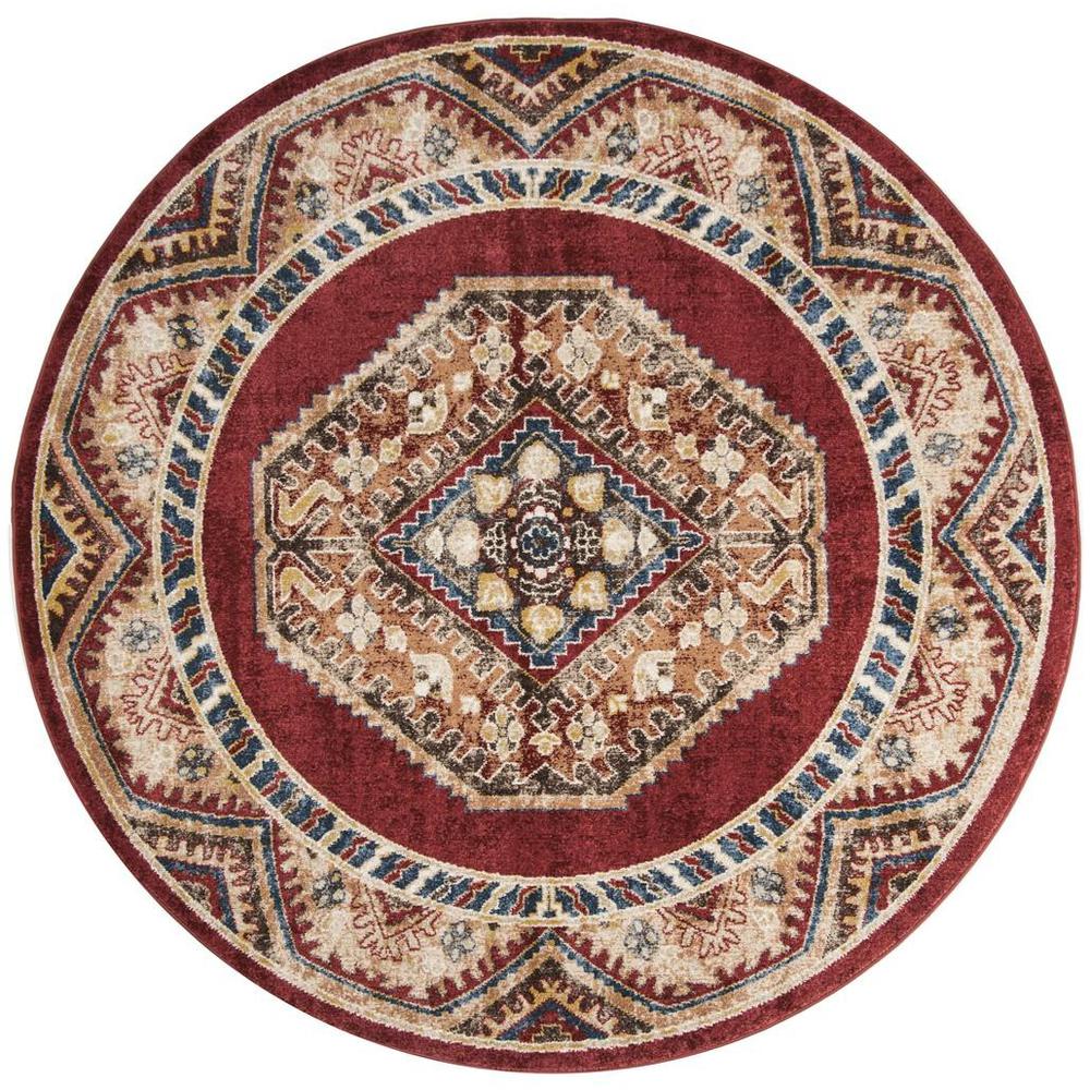 BIJAR, RED / RUST, 6'-7" X 6'-7" Round, Area Rug. Picture 1