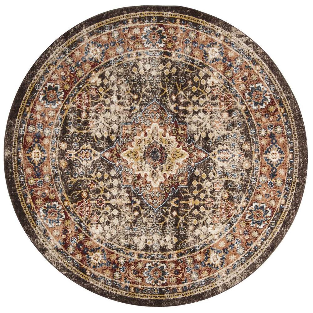 BIJAR, BROWN / RUST, 6'-7" X 6'-7" Round, Area Rug. Picture 1