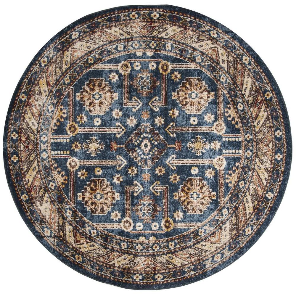 BIJAR, ROYAL / IVORY, 6'-7" X 6'-7" Round, Area Rug. Picture 1