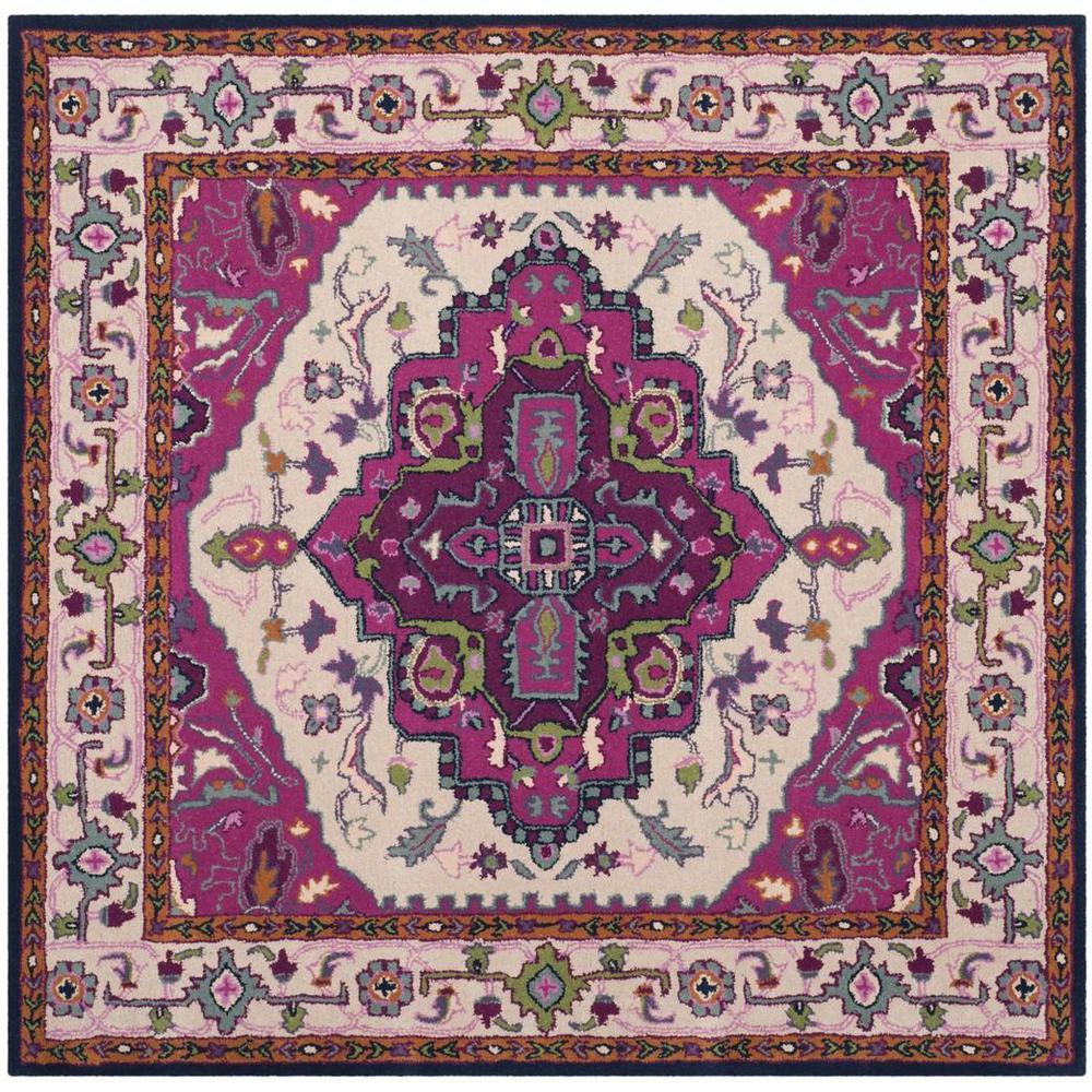 Bellagio, IVORY / PINK, 5' X 5' Square, Area Rug, BLG541A-5SQ. Picture 1