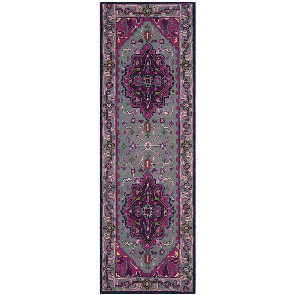 Bellagio, GREY / PINK, 2'-3" X 7', Area Rug. Picture 1