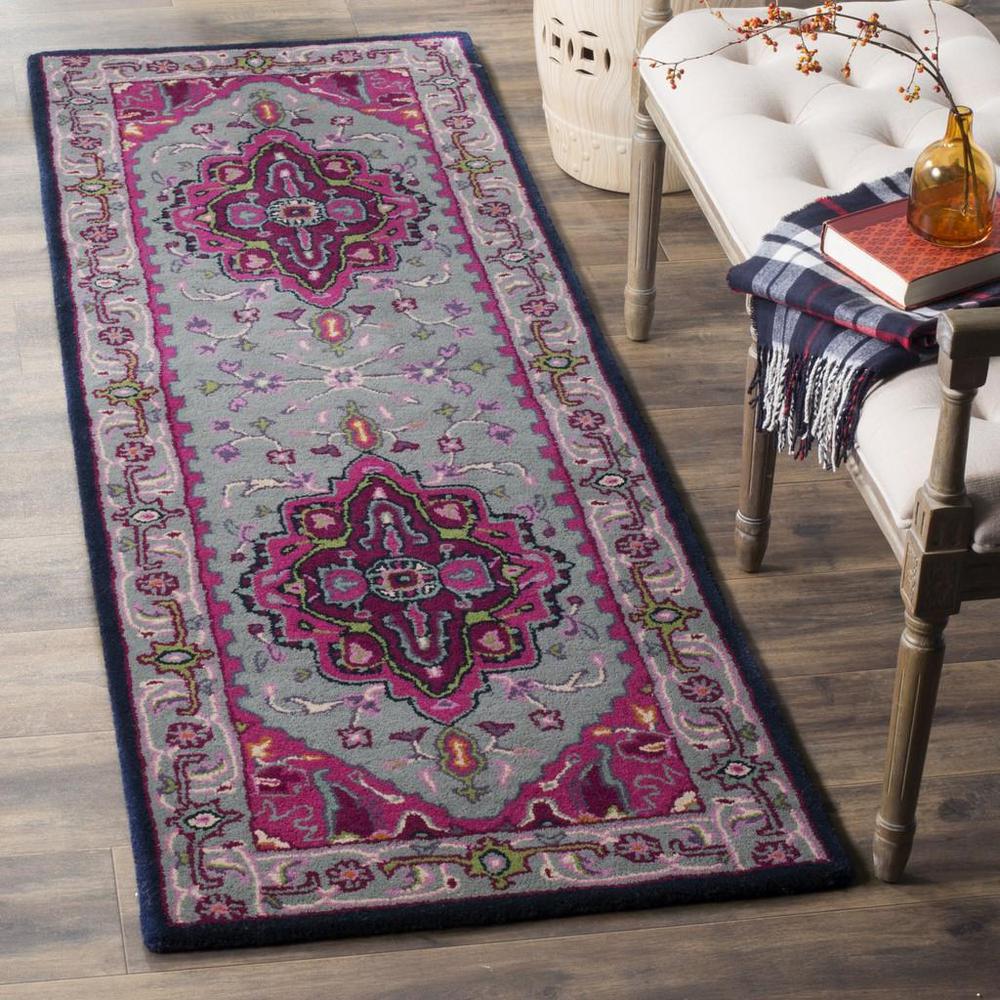 Bellagio, GREY / PINK, 2'-3" X 9', Area Rug. Picture 1