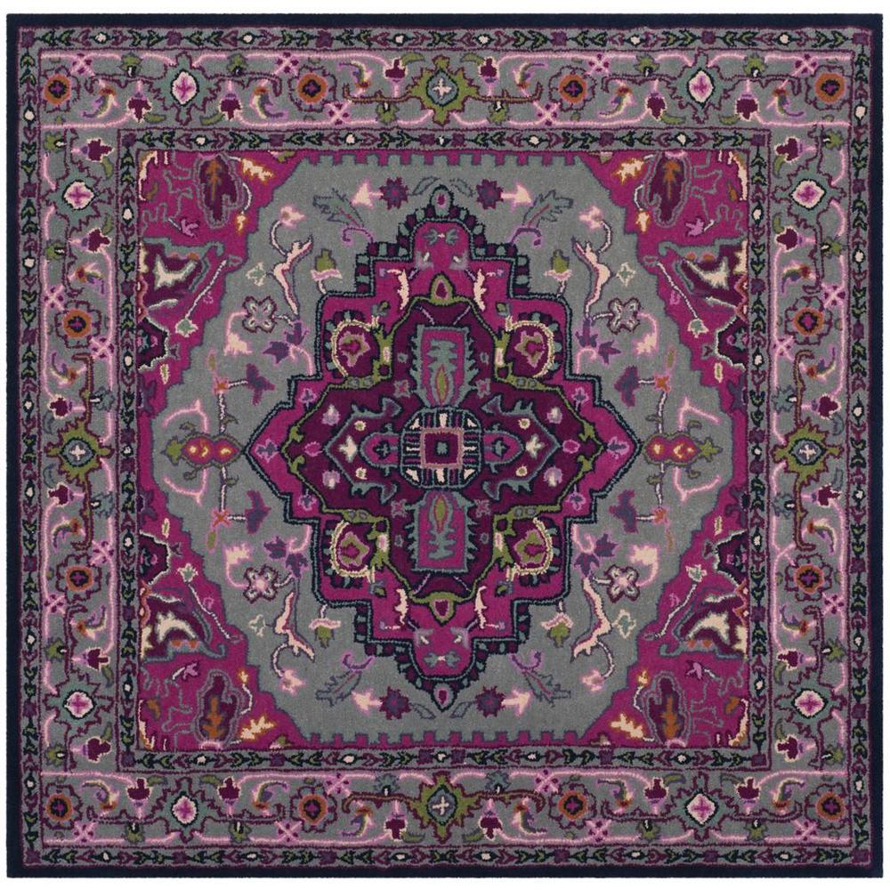 Bellagio, GREY / PINK, 5' X 5' Square, Area Rug. Picture 1