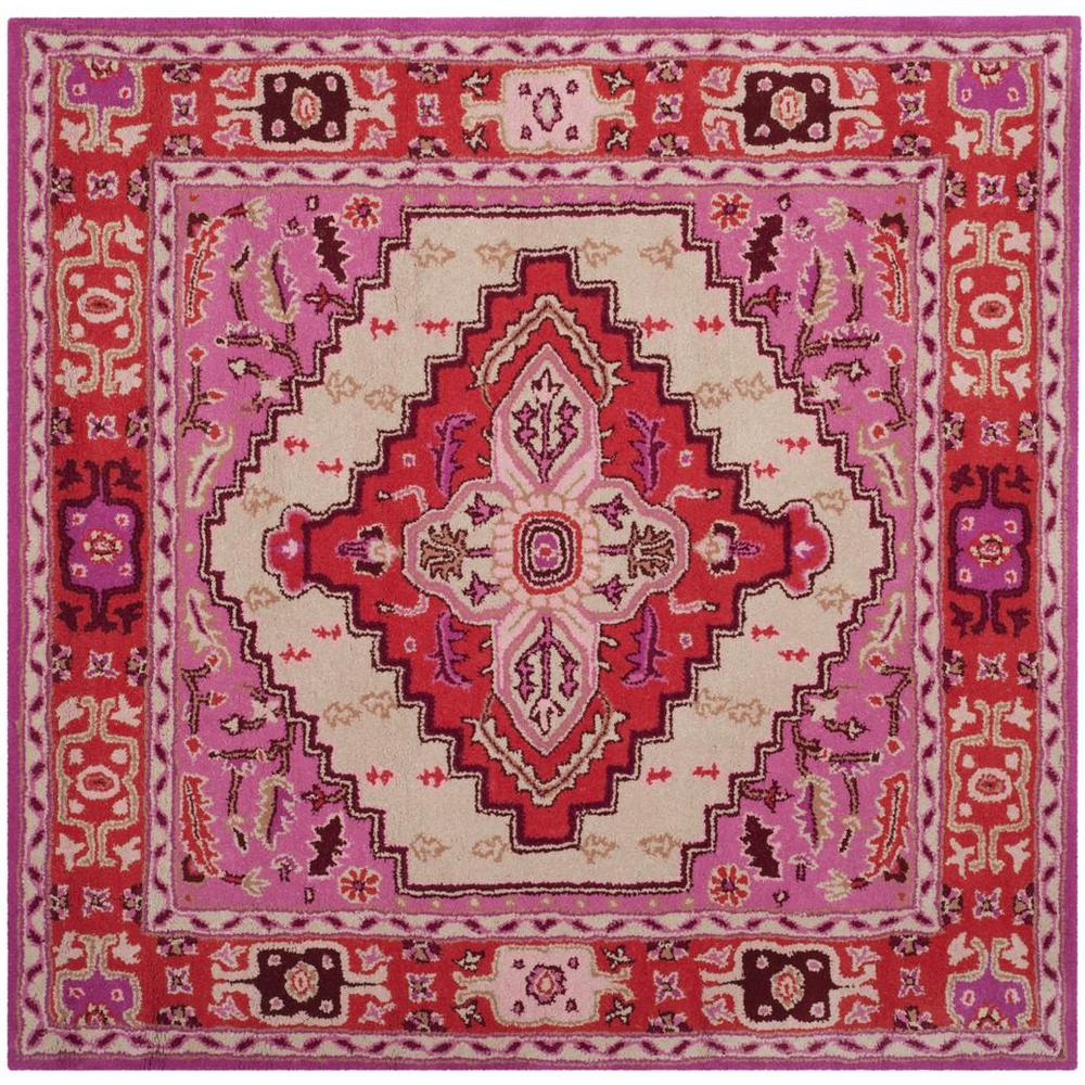 Bellagio, RED PINK / IVORY, 5' X 5' Square, Area Rug. Picture 1