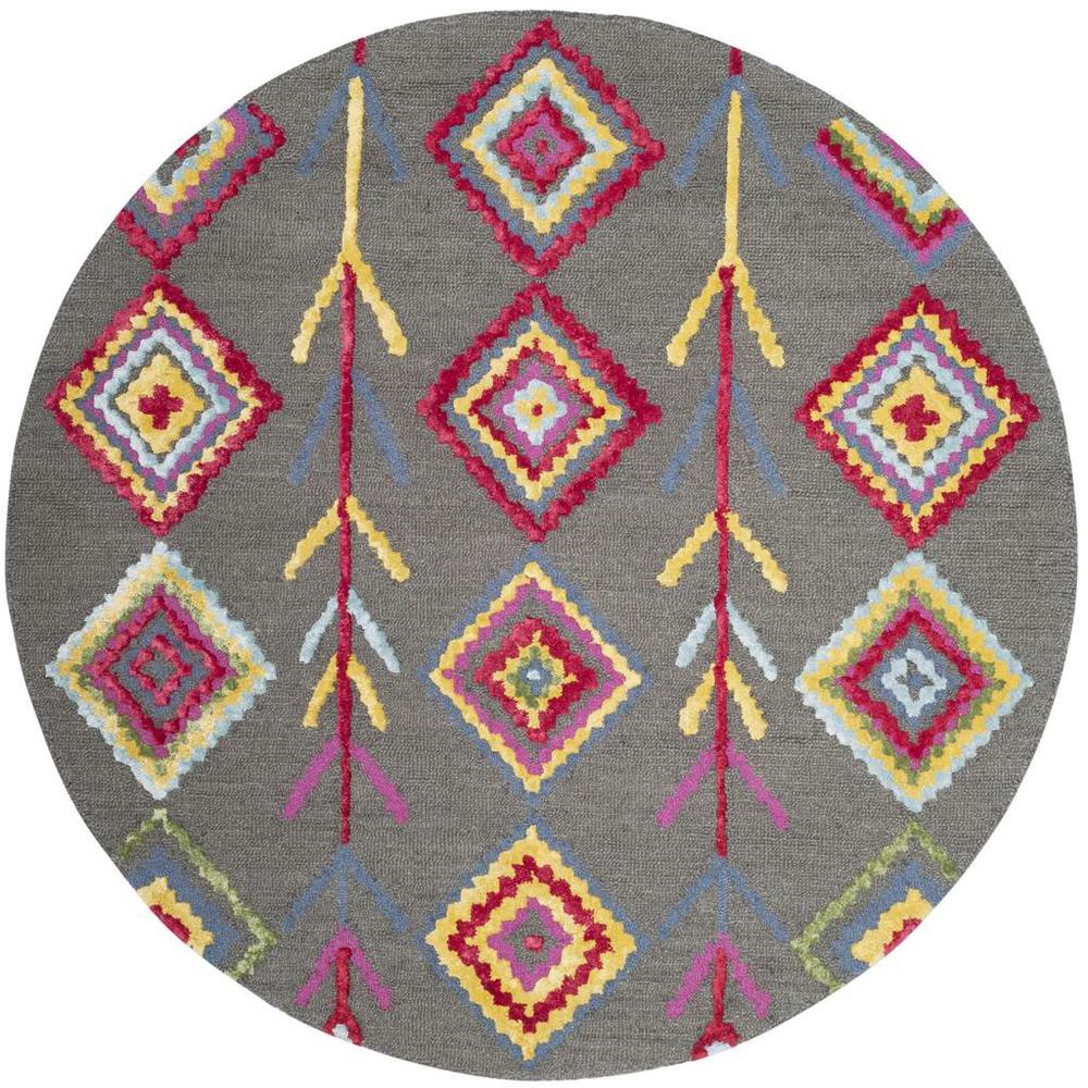 Bellagio, DARK GREY / MULTI, 5' X 5' Round, Area Rug, BLG551A-5R. Picture 1