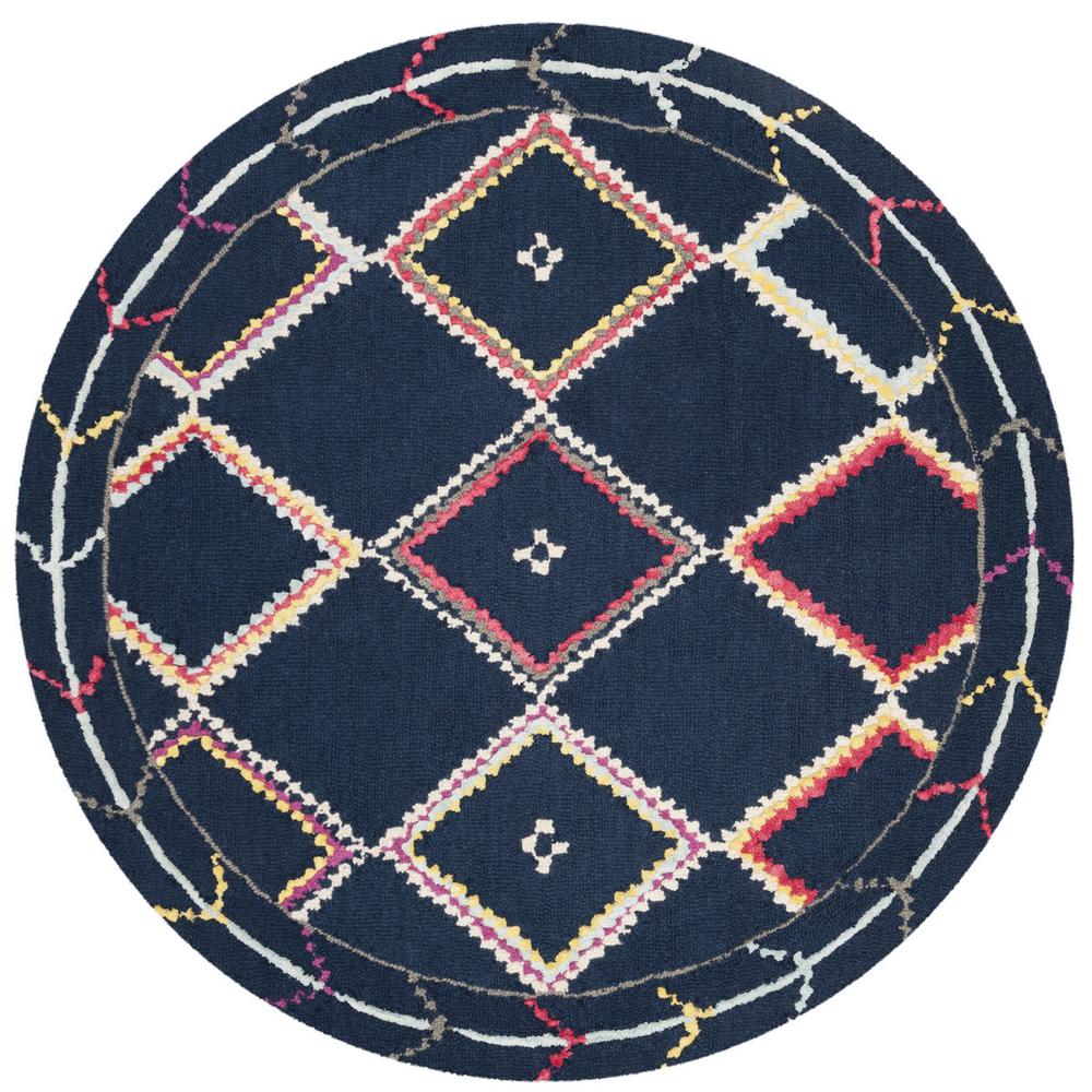 Bellagio, NAVY / MULTI, 5' X 5' Round, Area Rug. Picture 1