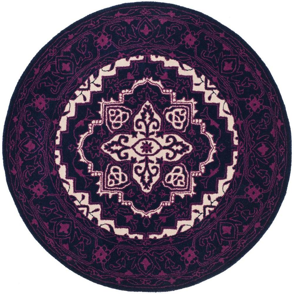 Bellagio, PURPLE / IVORY, 5' X 5' Round, Area Rug. Picture 1