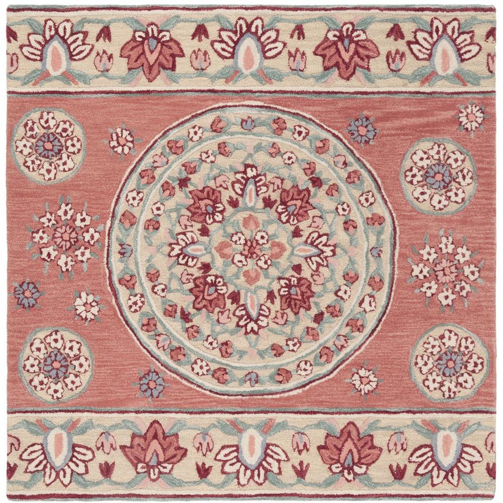 Bellagio, RED / BEIGE, 5' X 5' Square, Area Rug. Picture 1