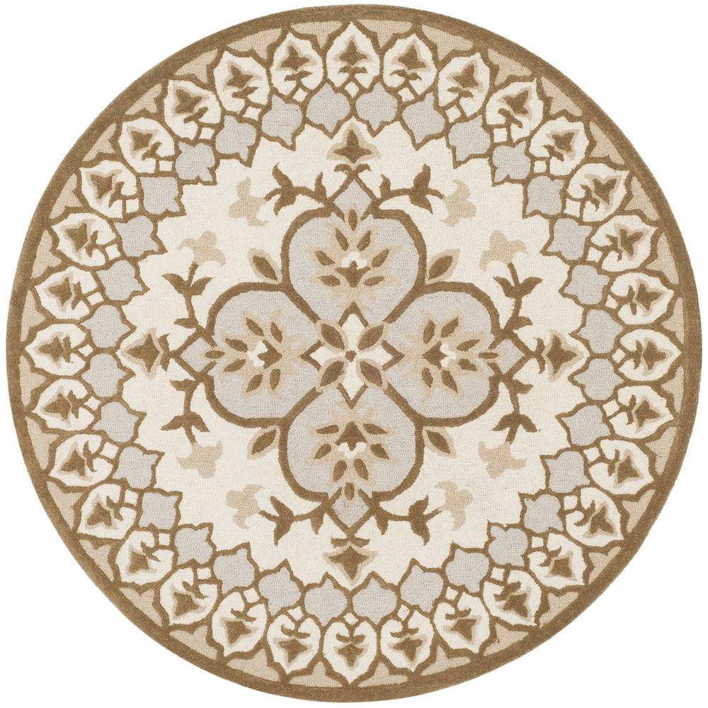 Bellagio, IVORY / DARK BEIG, 5' X 5' Round, Area Rug. Picture 1