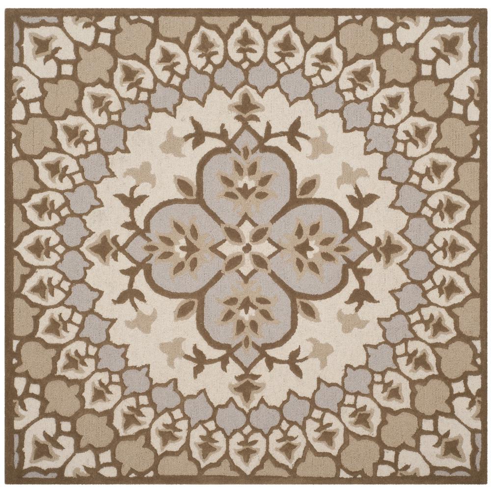 Bellagio, IVORY / DARK BEIG, 5' X 5' Square, Area Rug. Picture 1