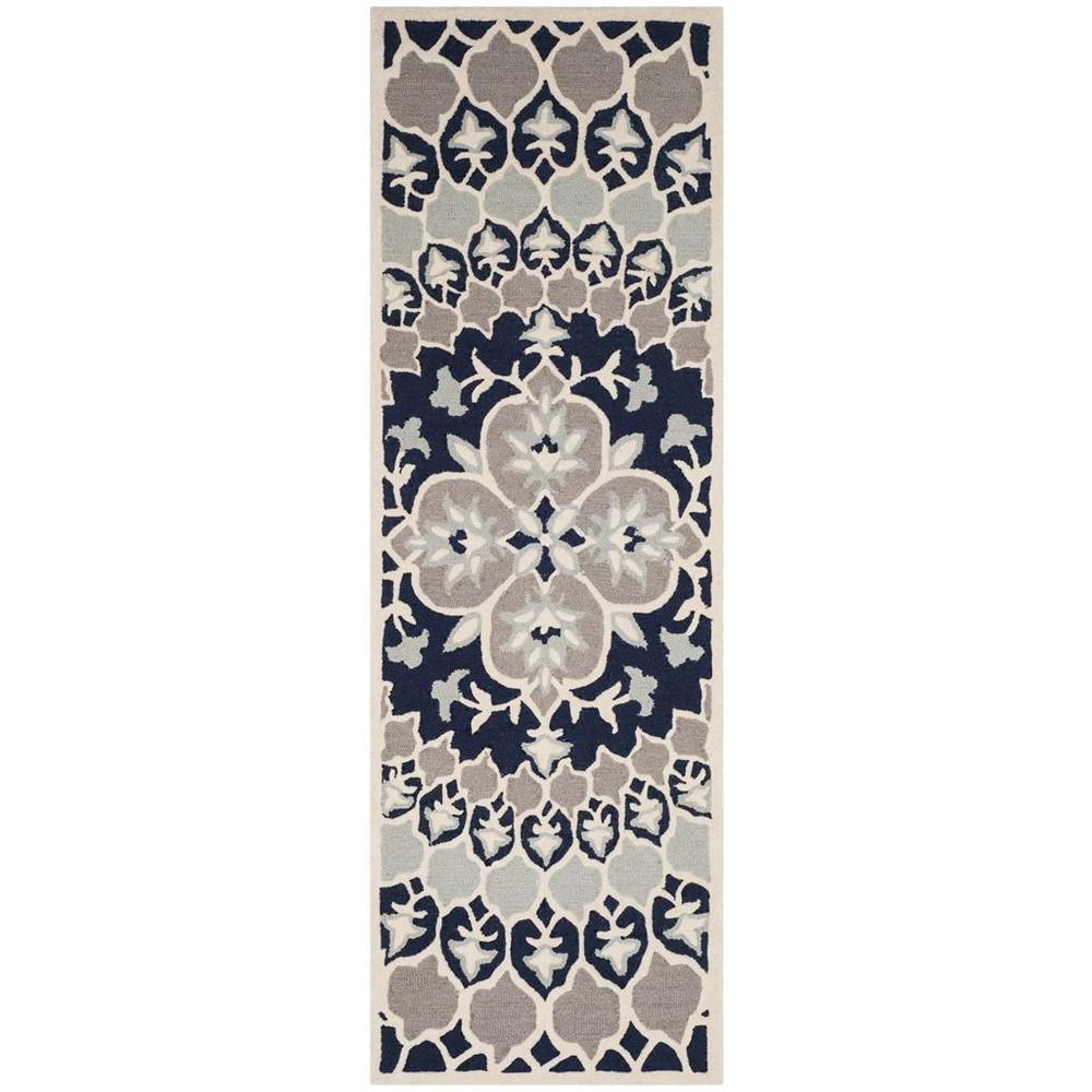 Bellagio, NAVY BLUE / IVORY, 2'-3" X 7', Area Rug. Picture 1