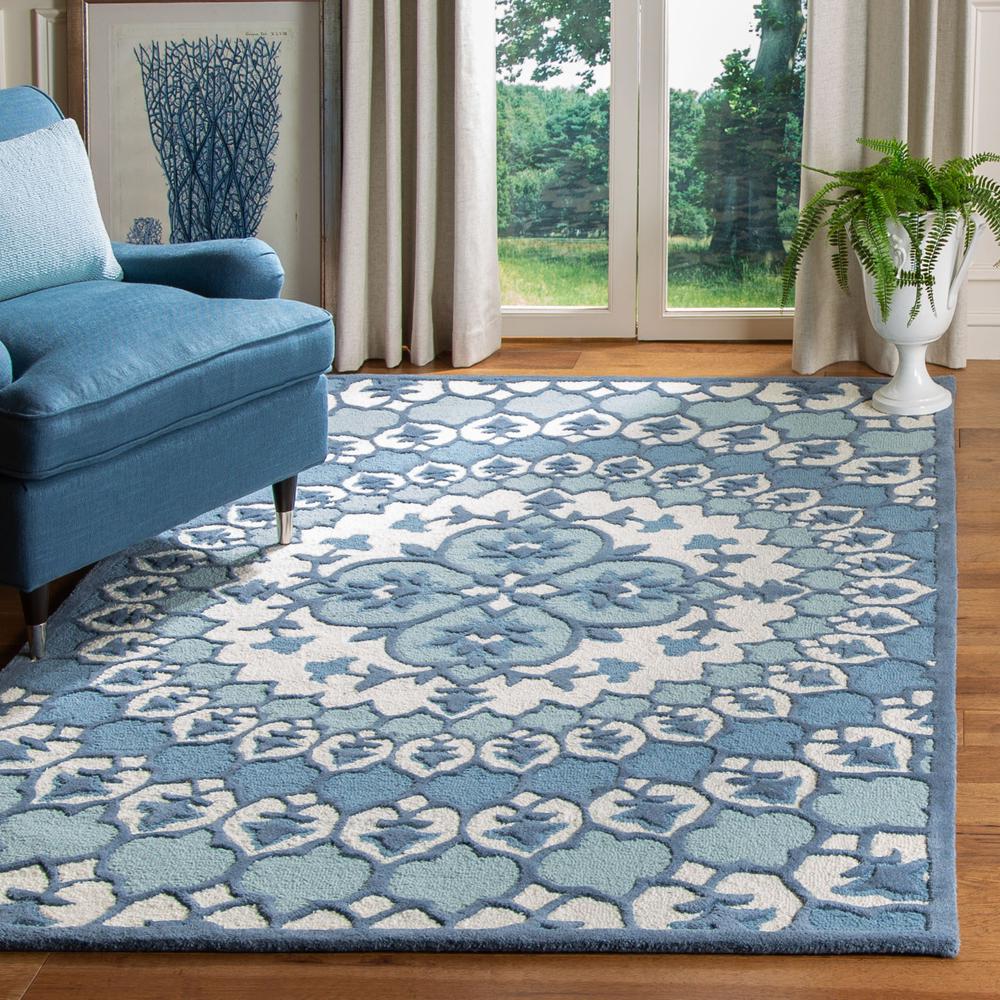 Bellagio, IVORY / BLUE, 5' X 8', Area Rug. Picture 4