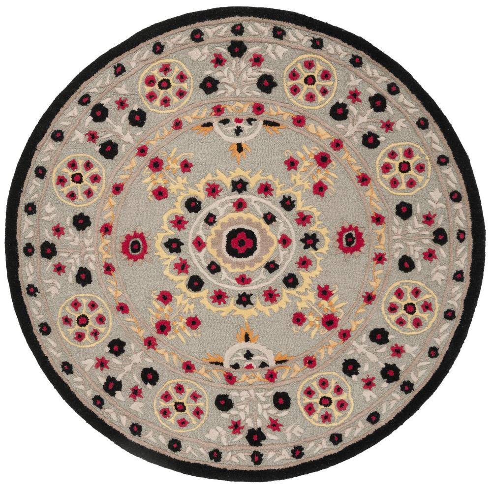 Bellagio, LIGHT GREY / BLACK, 5' X 5' Round, Area Rug. Picture 1