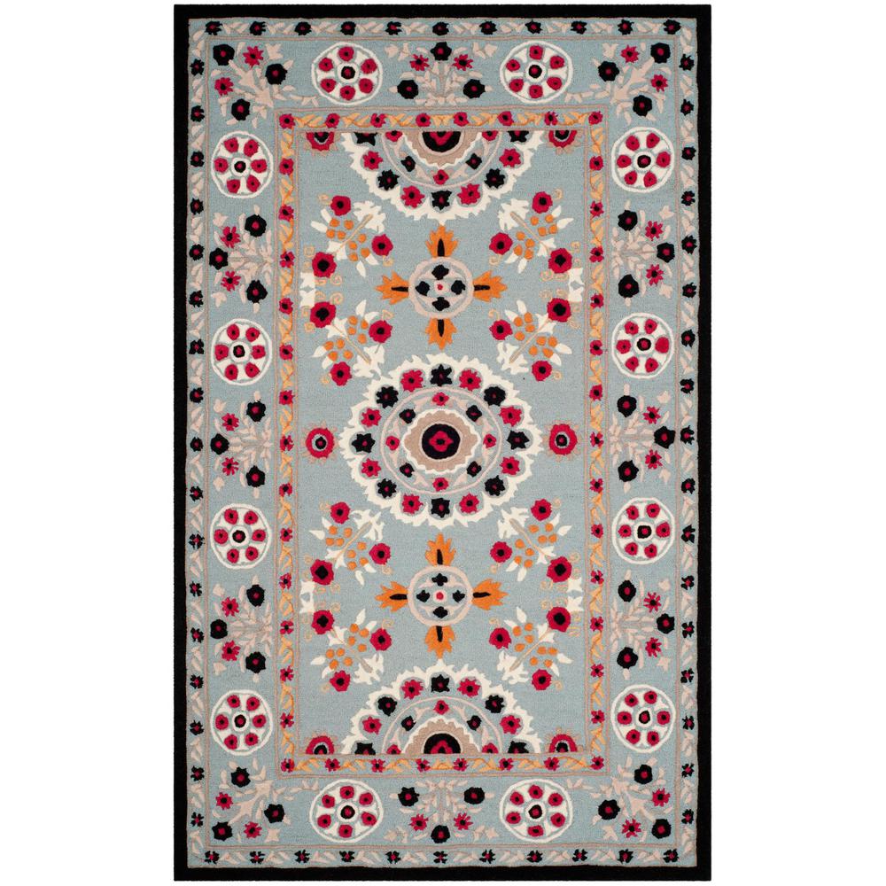 Bellagio, LIGHT BLUE / BLACK, 5' X 8', Area Rug. Picture 1