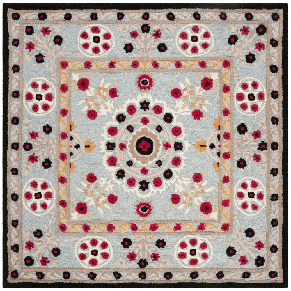 Bellagio, LIGHT BLUE / BLACK, 5' X 5' Square, Area Rug. Picture 1