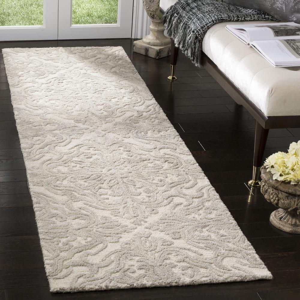 BLOSSOM, IVORY / GREY, 2'-3" X 8', Area Rug, BLM103A-28. Picture 1