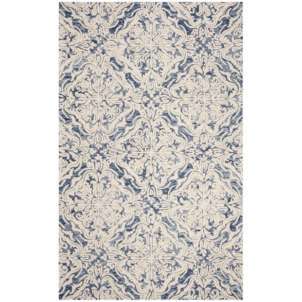 BLOSSOM, BLUE / IVORY, 5' X 8', Area Rug, BLM103M-5. Picture 1