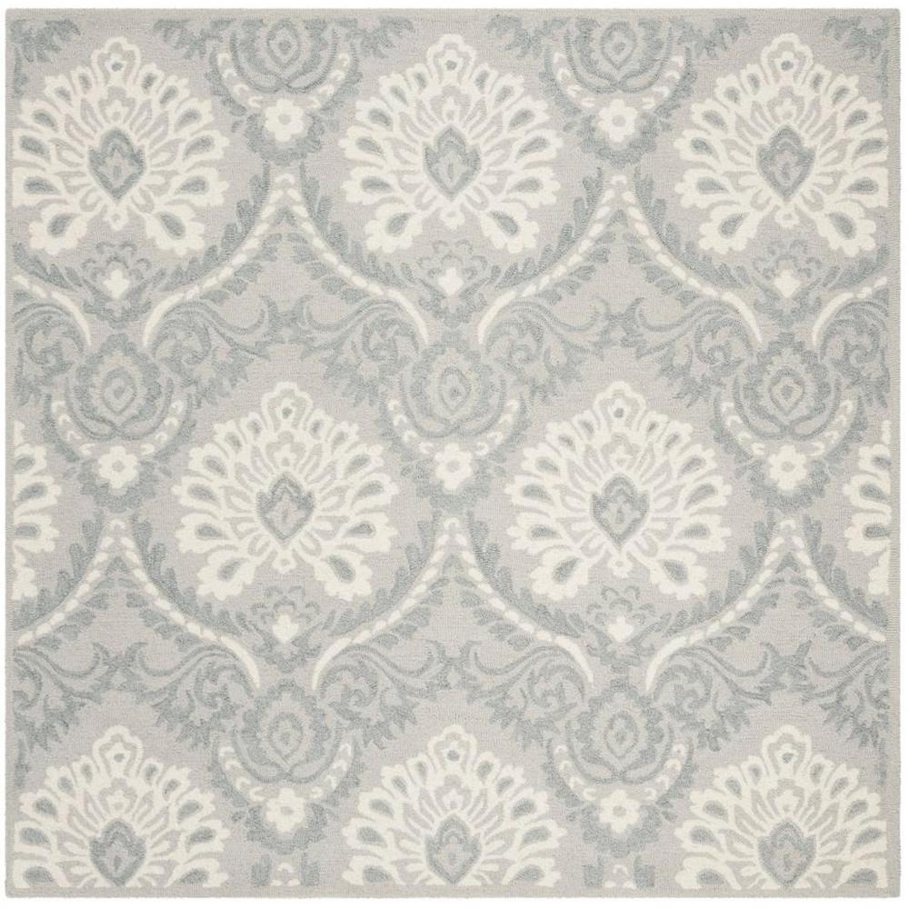 BLOSSOM, LIGHT GREY / IVORY, 6' X 6' Square, Area Rug, BLM106A-6SQ. Picture 1