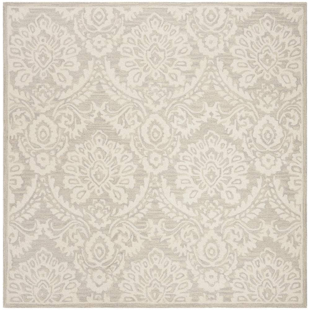 BLOSSOM, SILVER / IVORY, 6' X 6' Square, Area Rug, BLM106G-6SQ. Picture 1