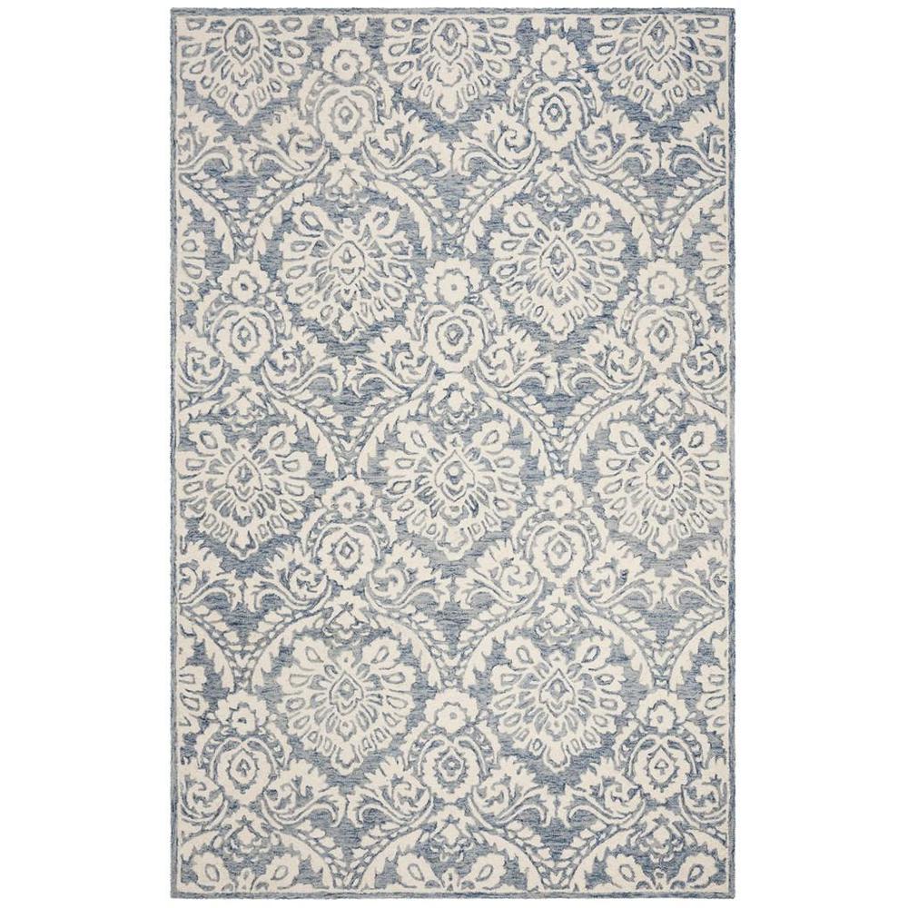 BLOSSOM, BLUE / IVORY, 5' X 8', Area Rug, BLM106M-5. Picture 1
