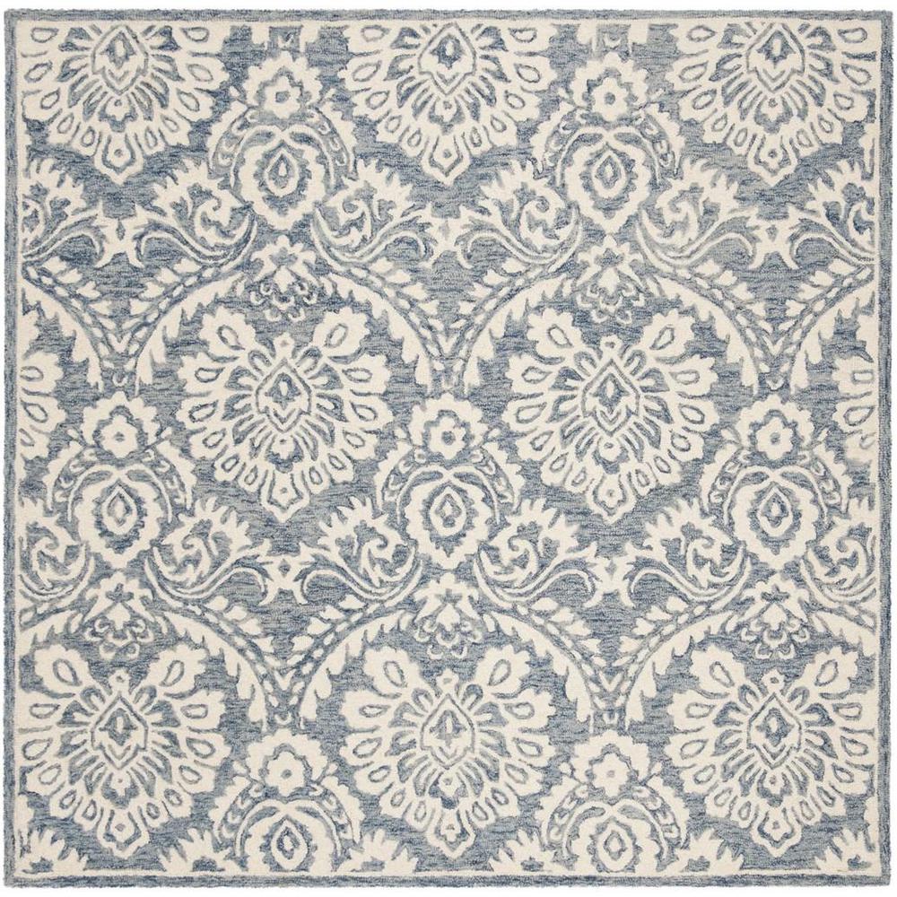 BLOSSOM, BLUE / IVORY, 6' X 6' Square, Area Rug, BLM106M-6SQ. Picture 1