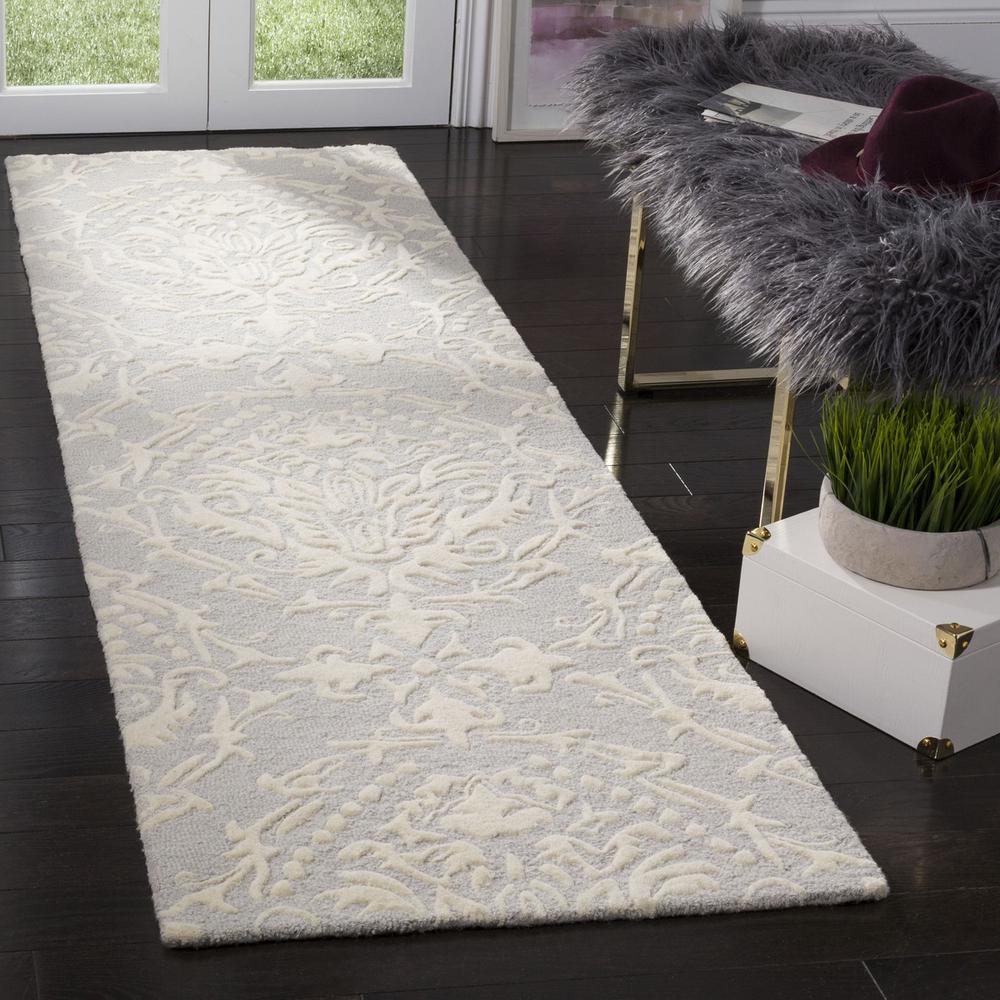 BLOSSOM, LIGHT GREY / IVORY, 2'-3" X 8', Area Rug, BLM107A-28. Picture 1