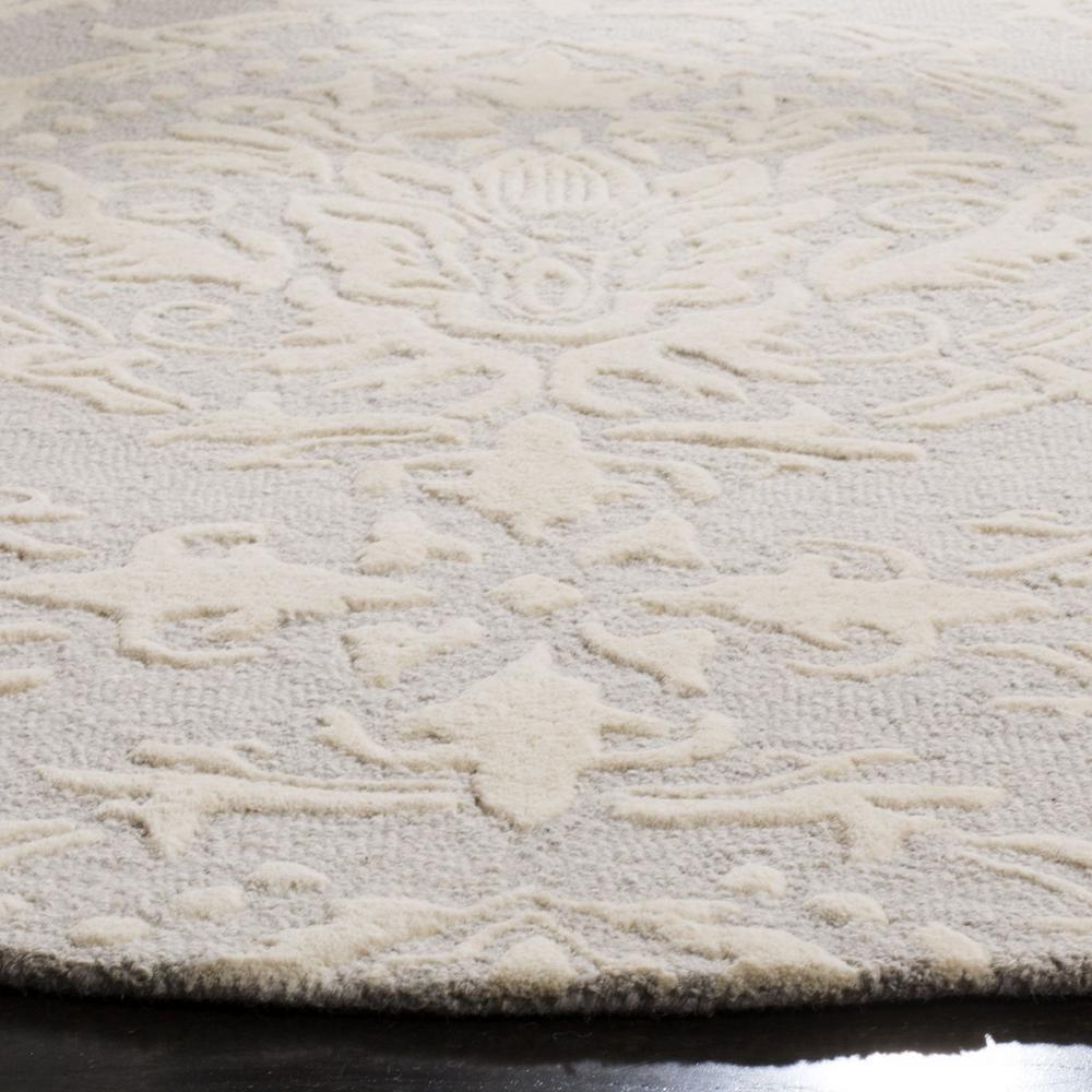 BLOSSOM, LIGHT GREY / IVORY, 6' X 6' Round, Area Rug, BLM107A-6R. Picture 1