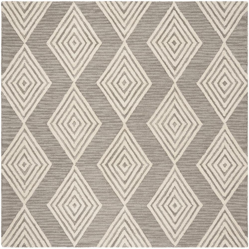 BLOSSOM, DARK GREY / IVORY, 6' X 6' Square, Area Rug. Picture 1