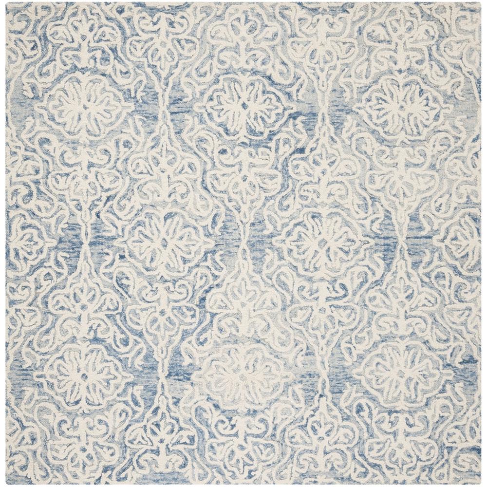 BLOSSOM, BLUE / IVORY, 6' X 6' Square, Area Rug, BLM112M-6SQ. Picture 1
