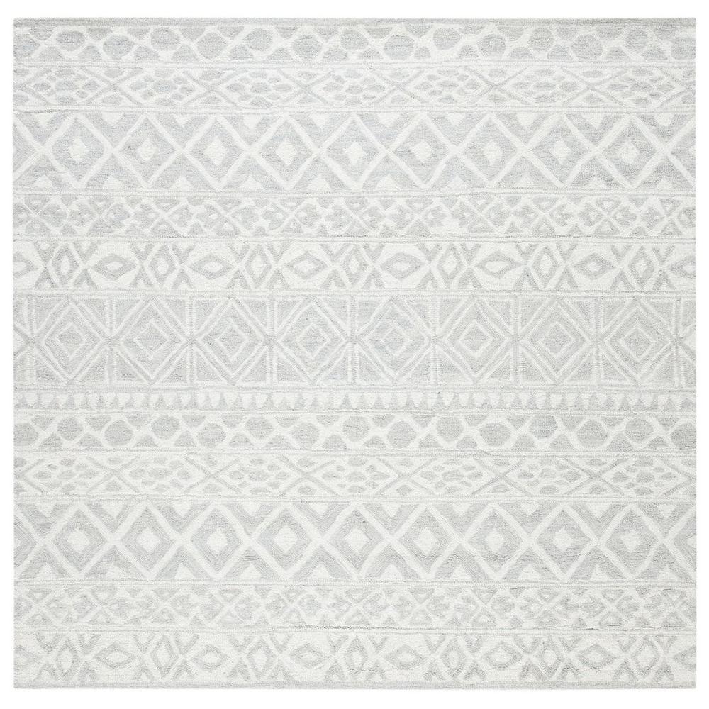 BLOSSOM, SILVER / IVORY, 6' X 6' Square, Area Rug, BLM113G-6SQ. Picture 1