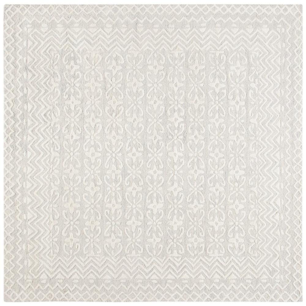 BLOSSOM, GREY / IVORY, 6' X 6' Square, Area Rug, BLM114F-6SQ. Picture 1