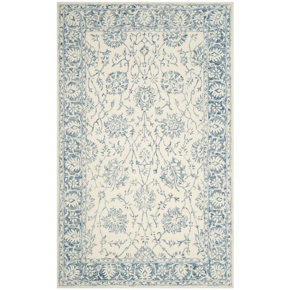 BLOSSOM, IVORY / BLUE, 5' X 8', Area Rug, BLM351A-5. Picture 1
