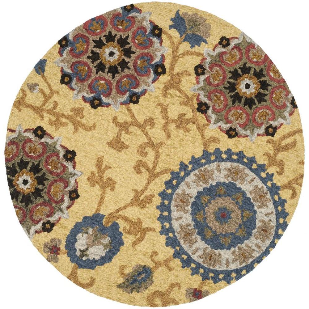 BLOSSOM, GOLD / MULTI, 6' X 6' Round, Area Rug. Picture 1