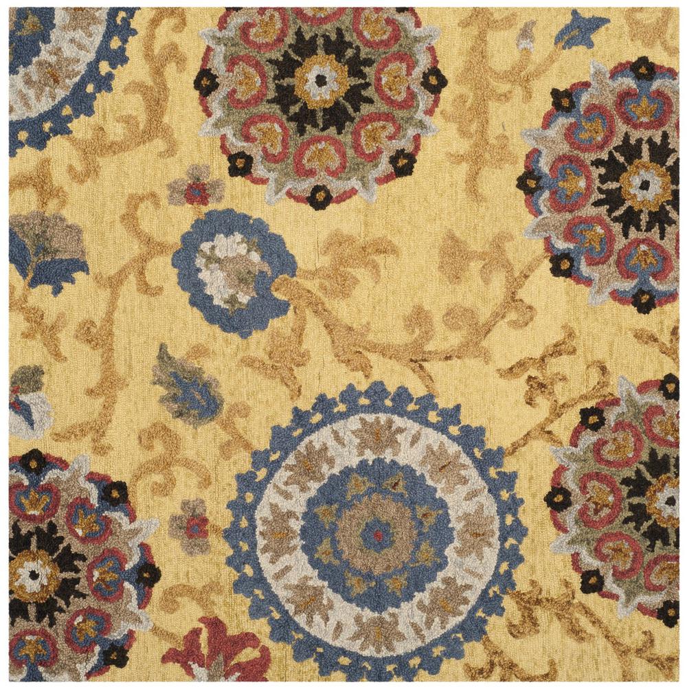 BLOSSOM, GOLD / MULTI, 6' X 6' Square, Area Rug. Picture 1