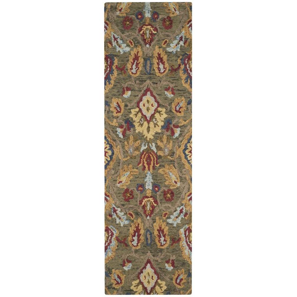 BLOSSOM, GREEN / MULTI, 2'-3" X 14', Area Rug. Picture 1