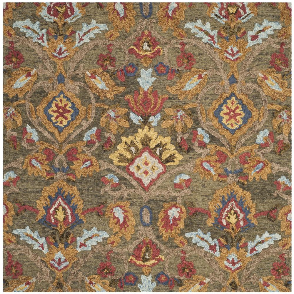 BLOSSOM, GREEN / MULTI, 6' X 6' Square, Area Rug. Picture 1