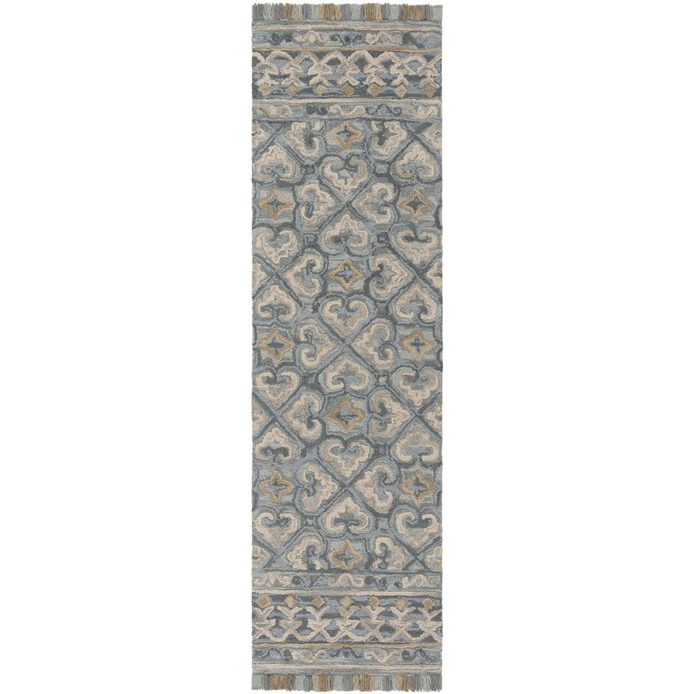 BLOSSOM, LIGHT BEIGE / BLUE, 2'-3" X 8', Area Rug. Picture 1