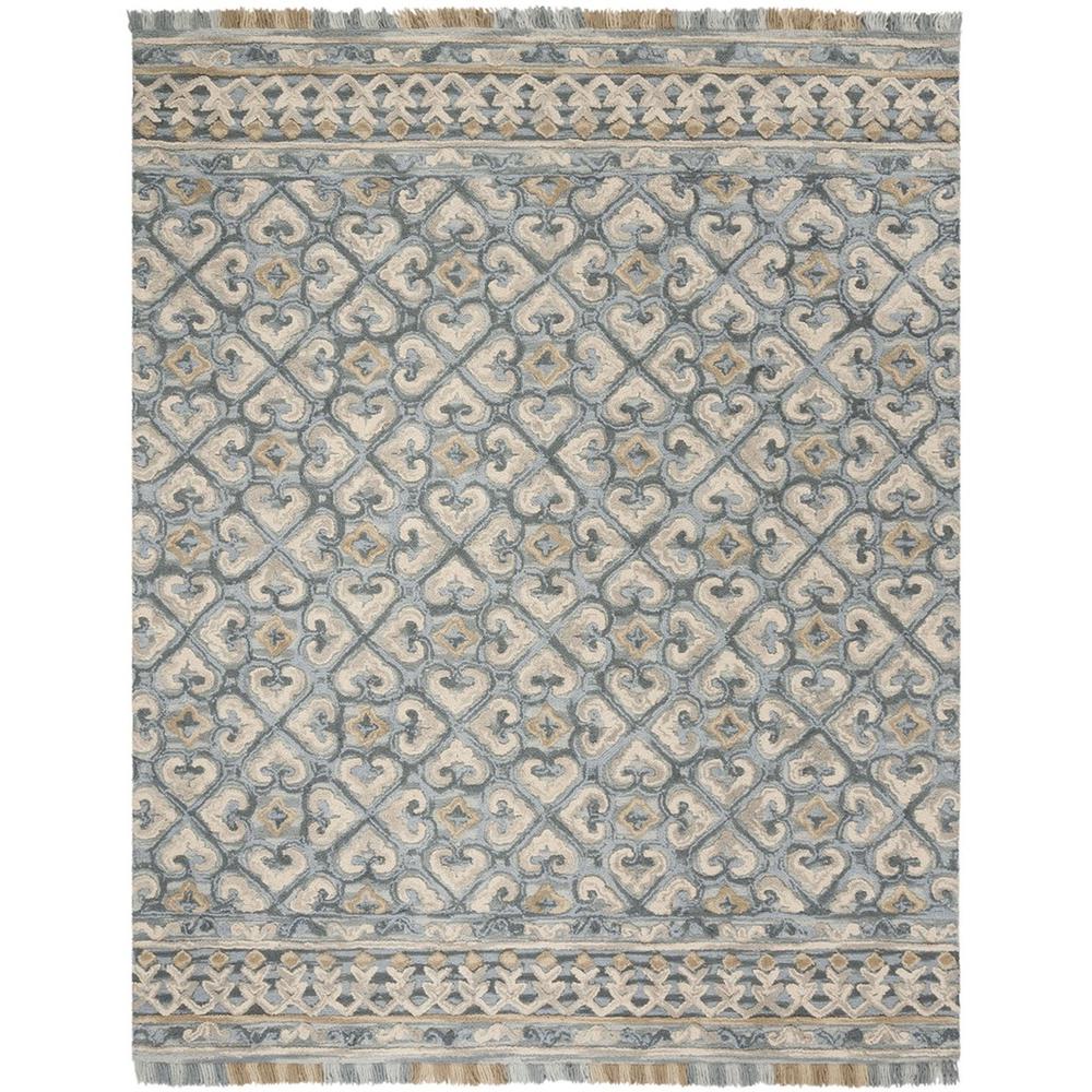 BLOSSOM, LIGHT BEIGE / BLUE, 8' X 10', Area Rug. Picture 1