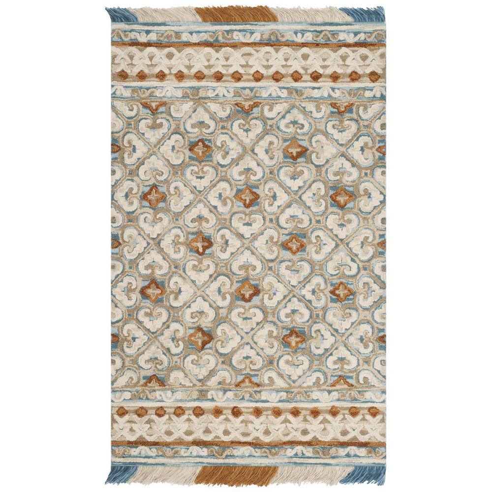 BLOSSOM, IVORY / BLUE, 5' X 8', Area Rug, BLM420B-5. Picture 1