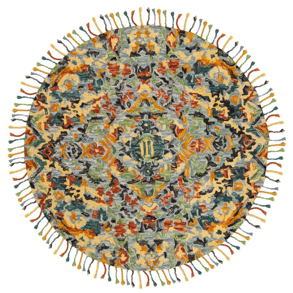 BLOSSOM, BLUE / MULTI, 6' X 6' Square, Area Rug. Picture 1