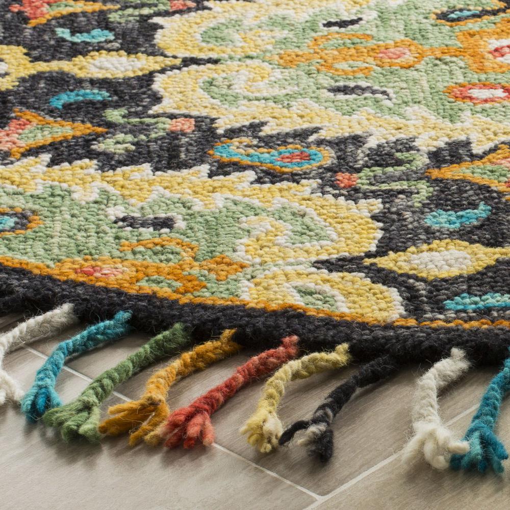 BLOSSOM, CHARCOAL / GOLD, 6' X 6' Round, Area Rug. Picture 1