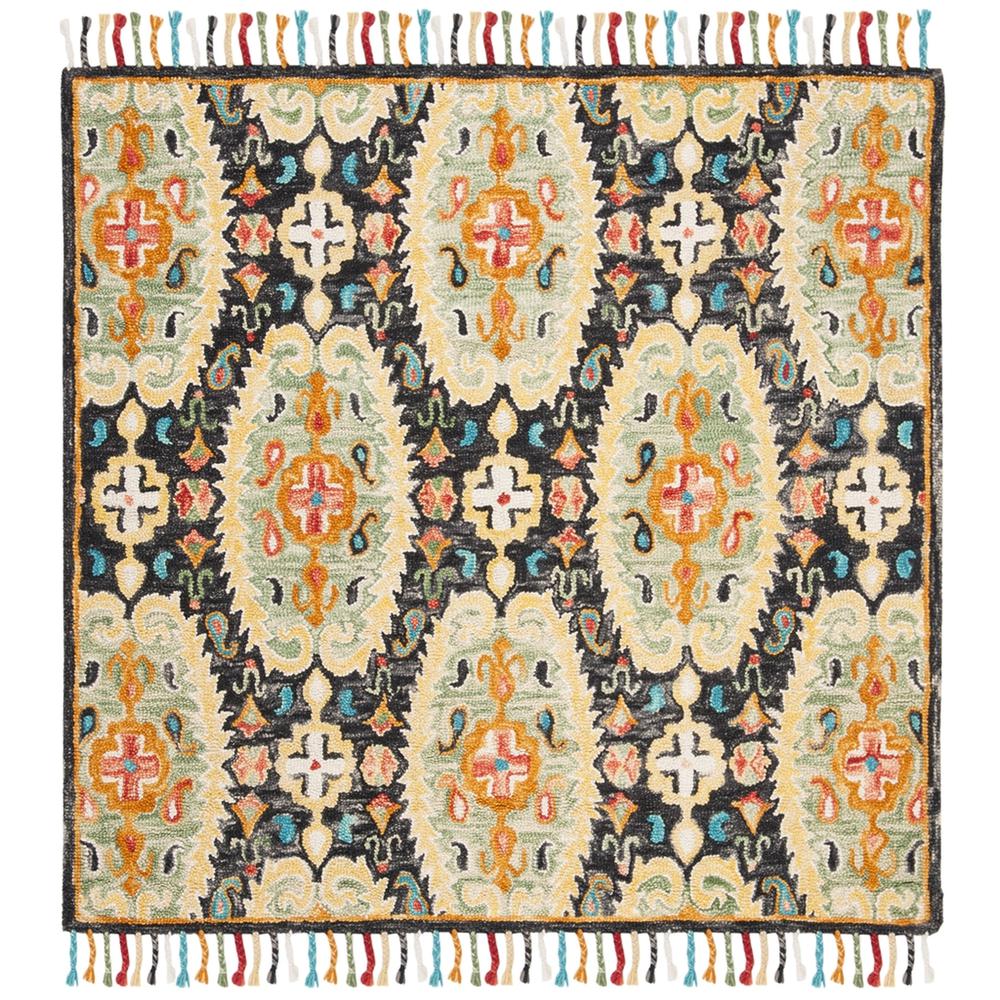 BLOSSOM, CHARCOAL / GOLD, 6' X 6' Square, Area Rug. Picture 1