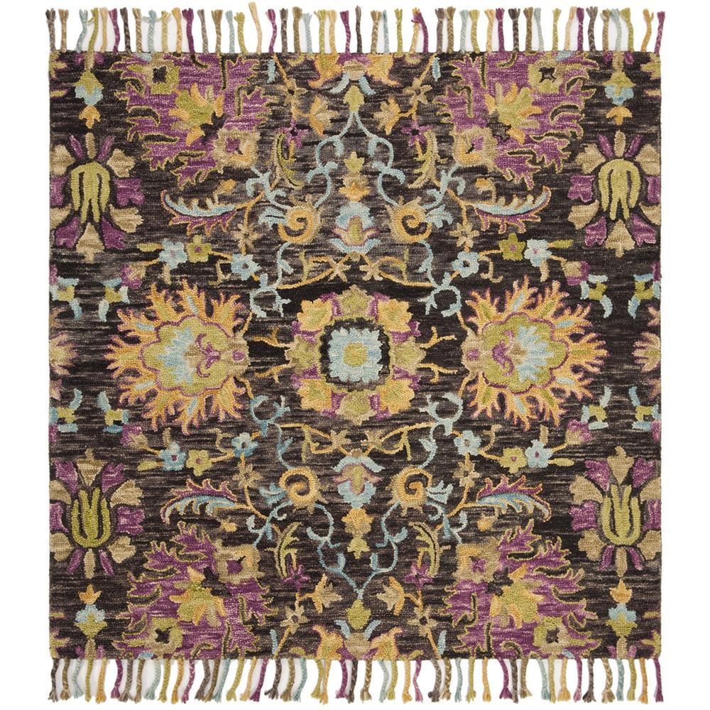 BLOSSOM, CHARCOAL / MULTI, 6' X 6' Square, Area Rug. Picture 1
