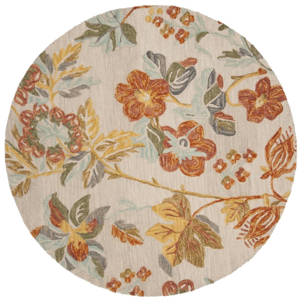 BLOSSOM, GREY / RED, 6' X 6' Round, Area Rug. Picture 1