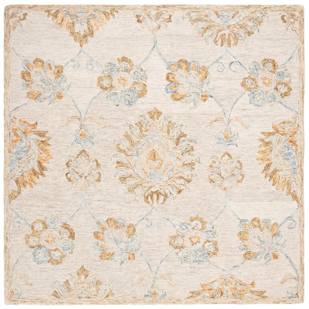 BLOSSOM, BEIGE / SAGE, 6' X 6' Square, Area Rug. Picture 1