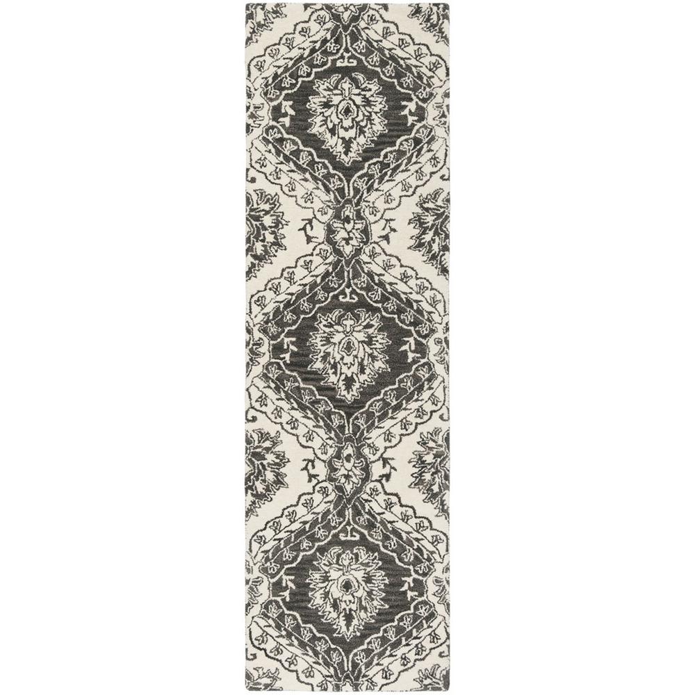 BLOSSOM, CHARCOAL / IVORY, 2'-3" X 8', Area Rug, BLM601H-28. Picture 1