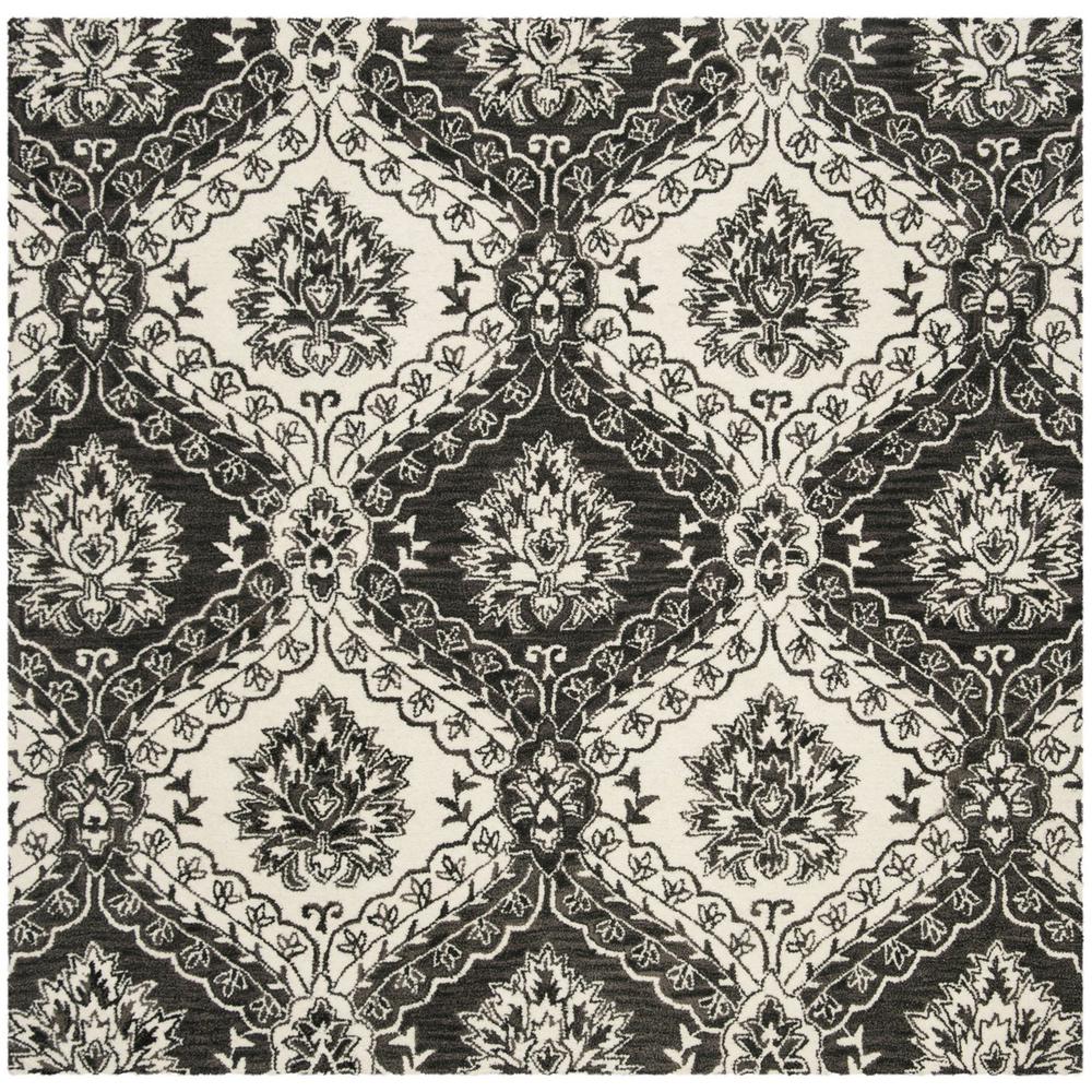 BLOSSOM, CHARCOAL / IVORY, 6' X 6' Square, Area Rug, BLM601H-6SQ. Picture 1