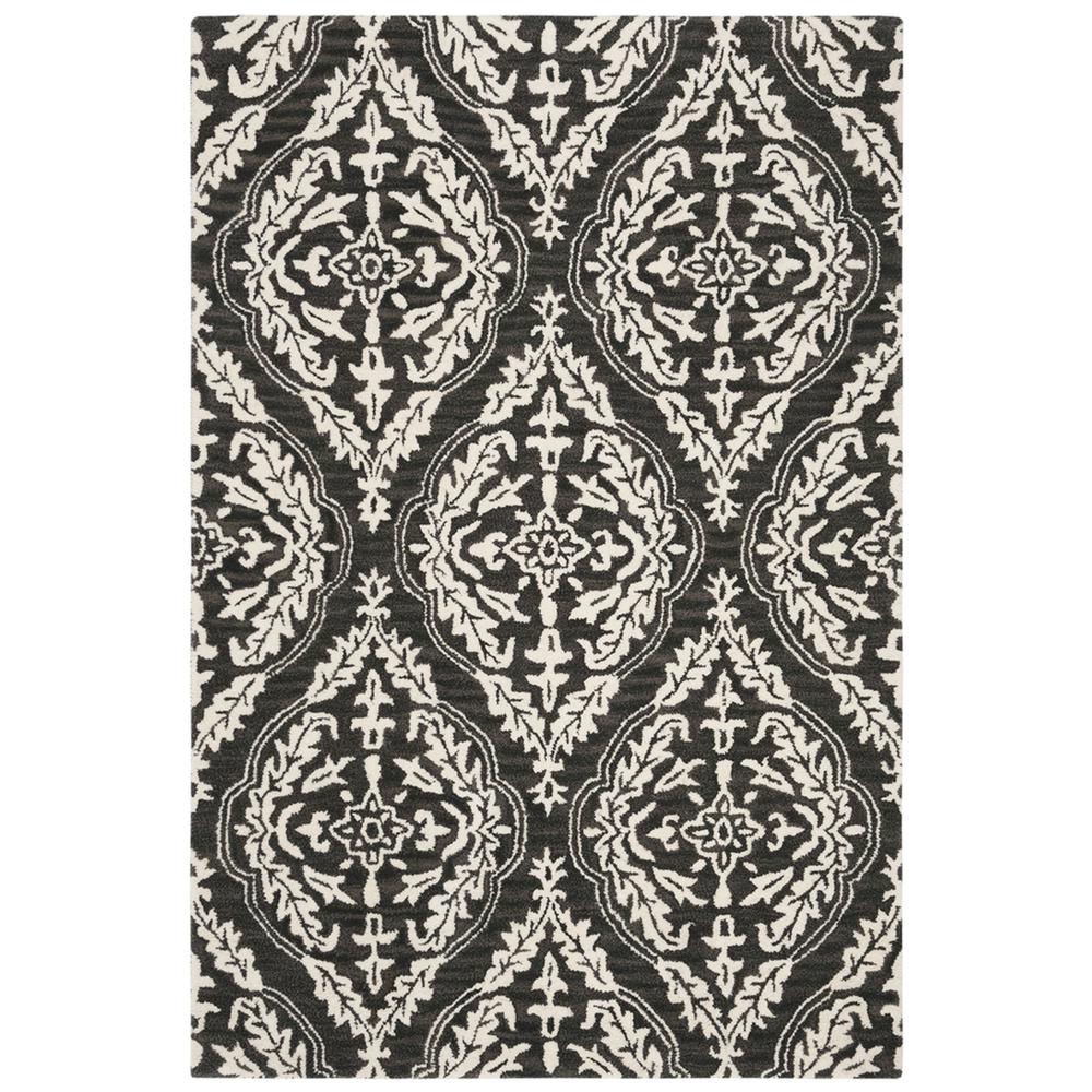 BLOSSOM, CHARCOAL / IVORY, 4' X 6', Area Rug, BLM602H-4. Picture 1