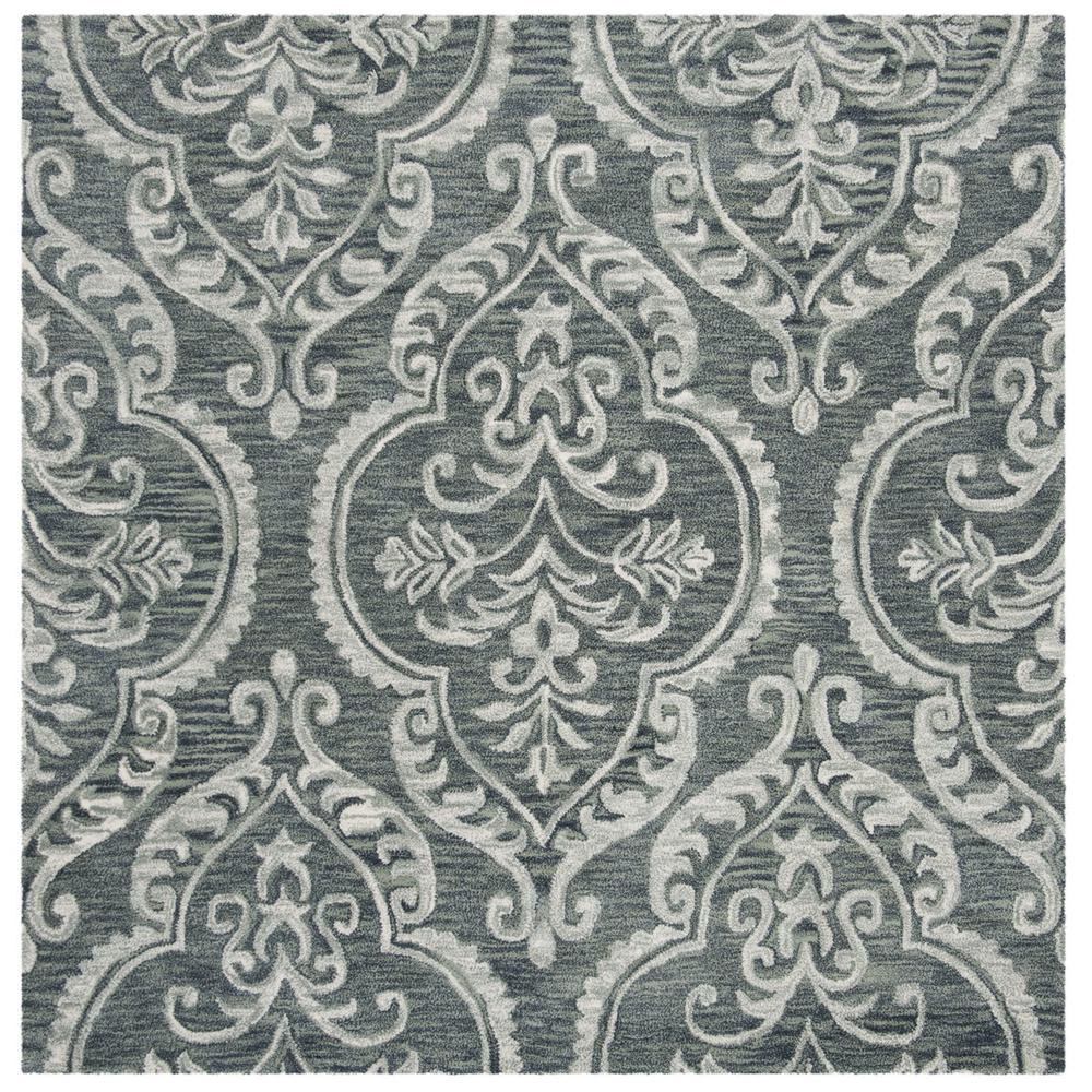 BLOSSOM, BLUE / SAGE, 6' X 6' Square, Area Rug. Picture 1