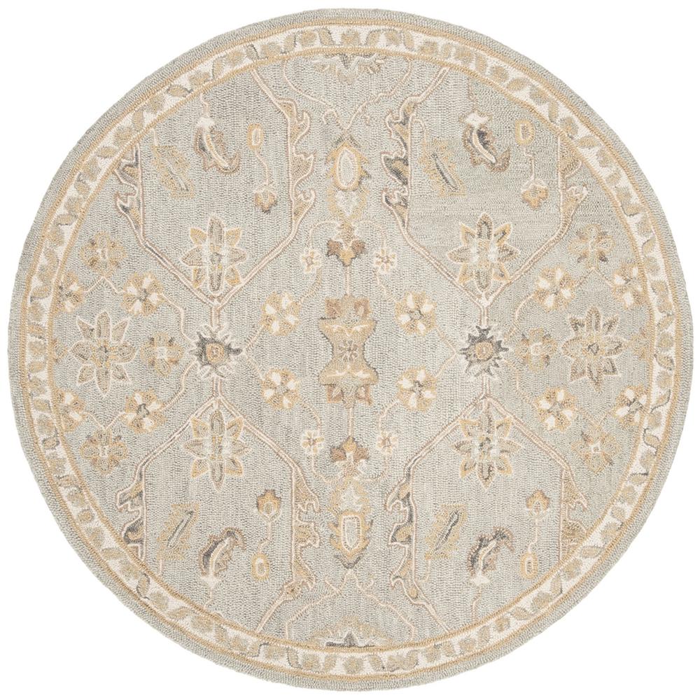 BLOSSOM, SLATE / BEIGE, 6' X 6' Round, Area Rug. Picture 1